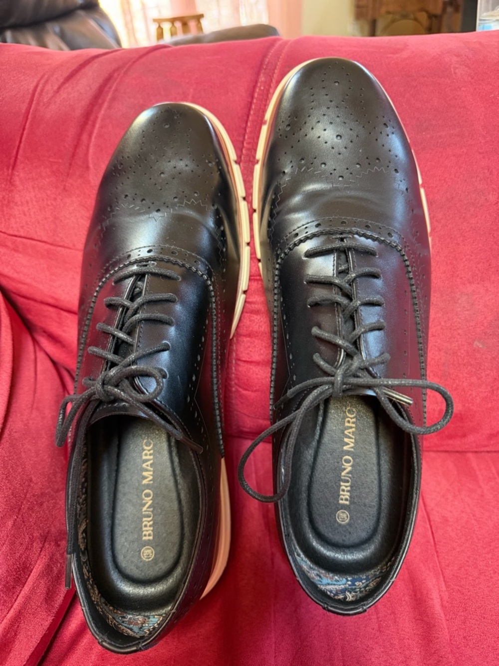 Men's Black Wingtip Derby with Cream Athletic Sole - Picture 5 of 7